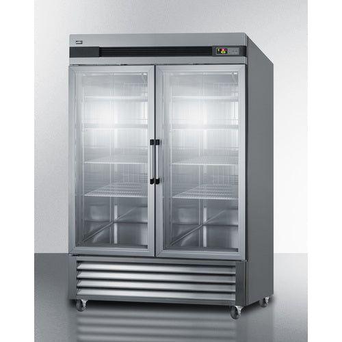 Summit 56 in. Reach-In Refrigerator with 49 Cu. Ft. Capacity, Microprocessor Control Panel, Self Closing Doors - SCR49SSG