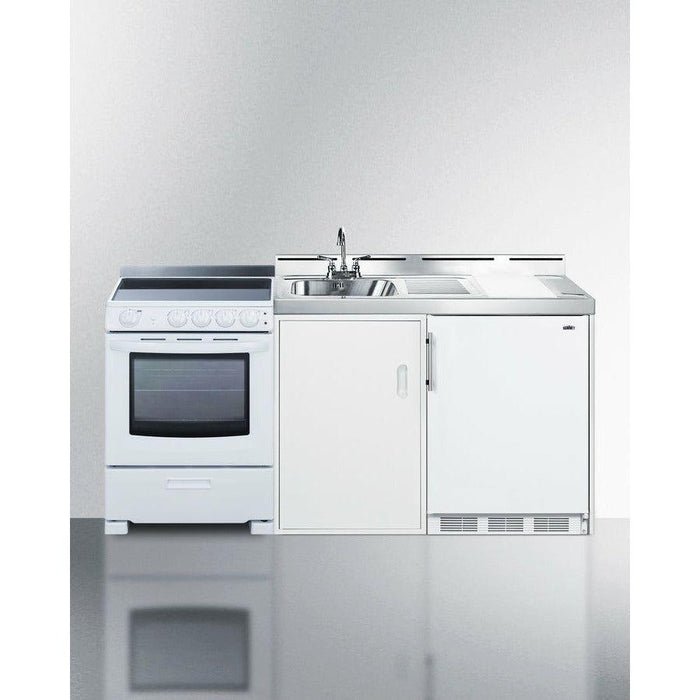 Summit 72 in. Wide All-in-One Kitchenette with Electric Range - ACK72ELSTW