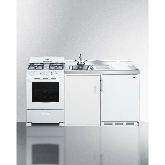 Summit 72 in. Wide All-in-One Kitchenette with Gas Range - ACK72GASW