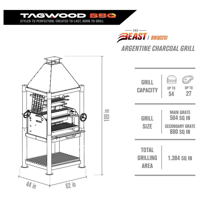 Tagwood BBQ Argentine Wood Fire & Charcoal Grill BBQ02SI