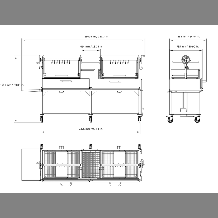 Tagwood BBQ Double Argentine Santa Maria Wood Fire & Charcoal Grill BBQ24SS - OPEN FIRE COOKING