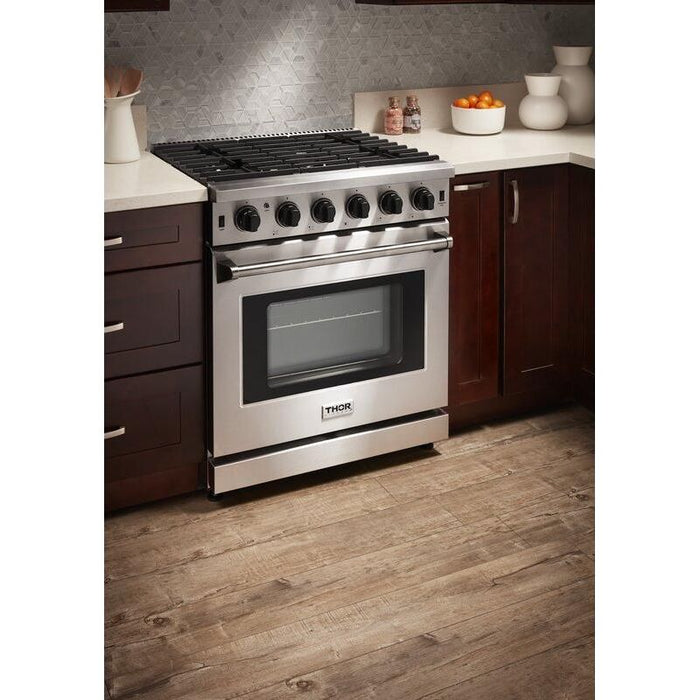 Thor Kitchen 30 in. 4.55 Cu. Ft. Professional Propane Gas Range in Stainless Steel LRG3001ULP