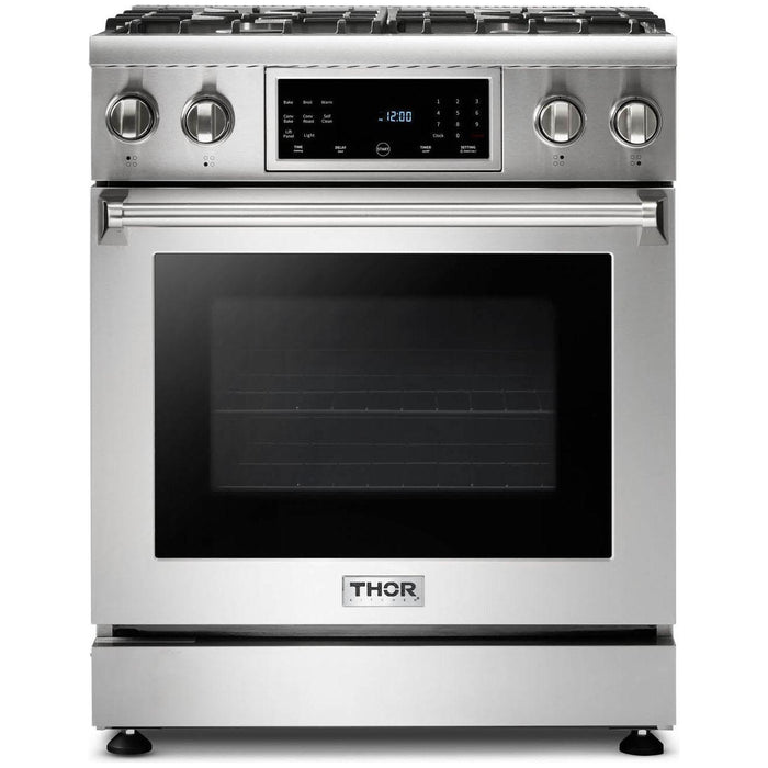 Thor Kitchen 30 In. 4.6 Cu. Ft. Self-Clean Gas Range in Stainless Steel with Front Touch Control TRG3001