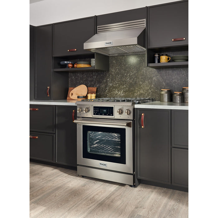 Thor Kitchen 30 In. 4.6 Cu. Ft. Self-Clean Gas Range in Stainless Steel with Front Touch Control TRG3001