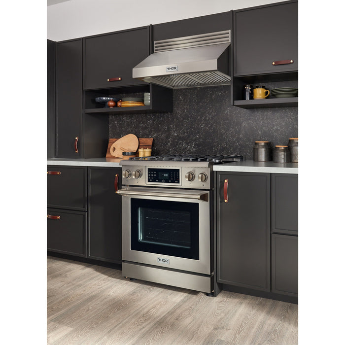 Thor Kitchen 30 In. 4.6 Cu. Ft. Self-Clean Gas Range in Stainless Steel with Front Touch Control TRG3001