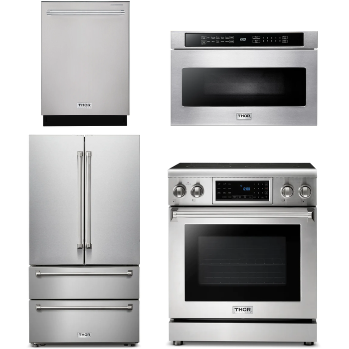 Thor Kitchen 30 In. Electric Range, Microwave Drawer, Refrigerator, Dishwasher Appliance Package