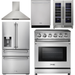 Thor Kitchen 30 In. Electric Range, Range Hood, Counter-Depth Refrigerator with Water and Ice Dispenser, Dishwasher, Wine Cooler Appliance Package