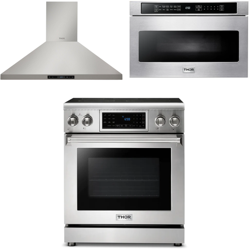 Thor Kitchen 30 In. Electric Range, Range Hood, Microwave Drawer Appliance Package