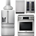 Thor Kitchen 30 In. Electric Range, Range Hood, Refrigerator with Water and Ice Dispenser, Dishwasher, Wine Cooler Appliance Package