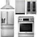 Thor Kitchen 30 In. Electric Range, Range Hood, Refrigerator with Water and Ice Dispenser, Dishwasher, Wine Cooler Appliance Package