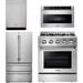 Thor Kitchen 30 In. Gas Burner/Electric Oven Range, Microwave Drawer, Refrigerator, Dishwasher Appliance Package