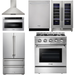 Thor Kitchen 30 In. Gas Burner/Electric Oven Range, Range Hood, Microwave Drawer, Refrigerator, Dishwasher, Wine Cooler Appliance Package