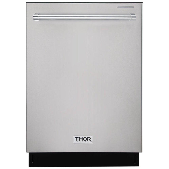 Thor Kitchen 30 In. Gas Burner/Electric Oven Range, Range Hood, Refrigerator with Water and Ice Dispenser, Dishwasher Appliance Package