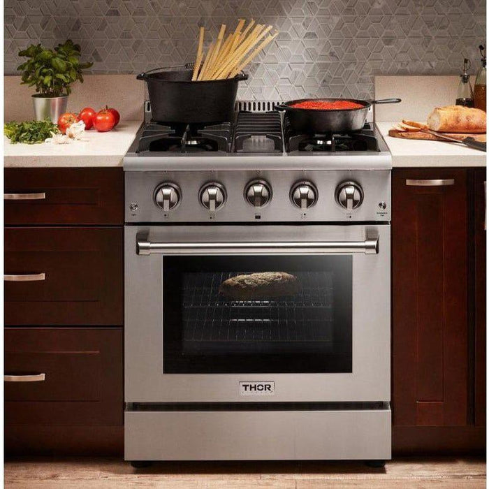 Thor Kitchen 30 In. Gas Range, Range Hood, Refrigerator, Dishwasher Appliance Package