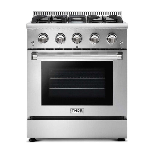 Thor Kitchen 30 In. Gas Range, Range Hood, Refrigerator, Dishwasher, Wine Cooler Appliance Package