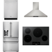 Thor Kitchen 30 In. Induction Cooktop, Range Hood, Refrigerator with Water and Ice Dispenser, Dishwasher Appliance Package