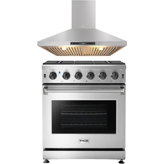 Thor Kitchen 30 in. Natural Gas Range, 30 in. Range Hood Appliance Package