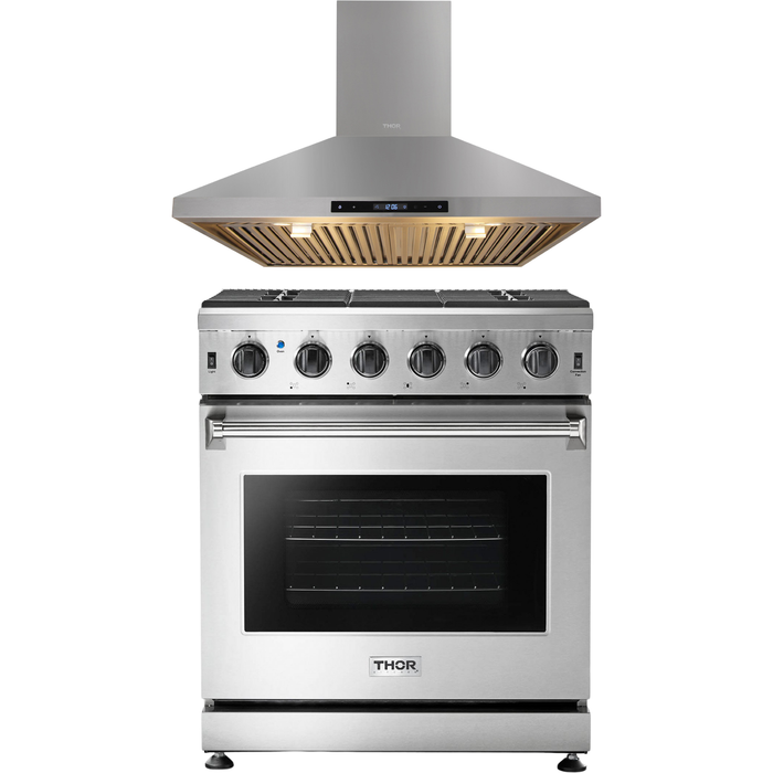 Thor Kitchen 30 in. Natural Gas Range, 30 in. Range Hood Appliances Package