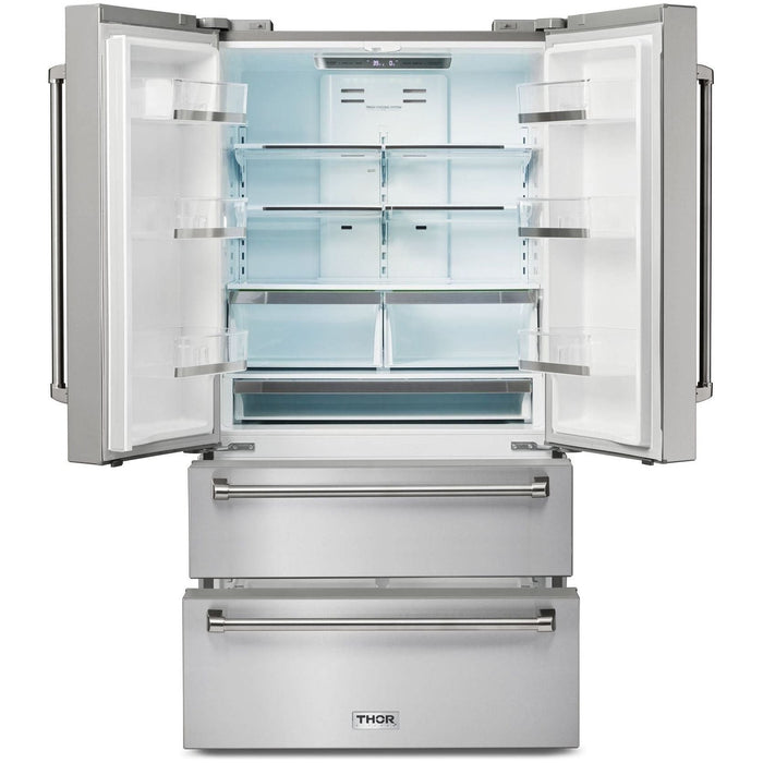 Thor Kitchen 30 In. Natural Gas Range, Range Hood, Microwave Drawer, Refrigerator, Dishwasher Appliance Package