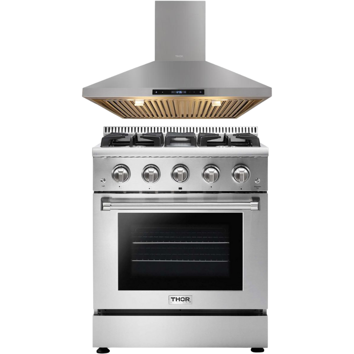 Thor Kitchen 30 in. Natural Gas Range & Range Hood Professional Appliance Package