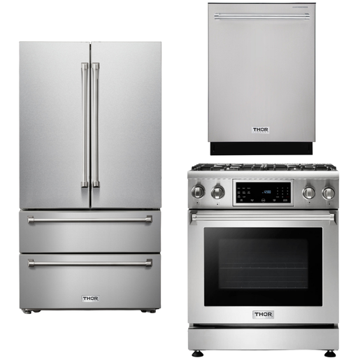 Thor Kitchen 30 In. Natural Gas Range, Refrigerator, Dishwasher Appliance Package