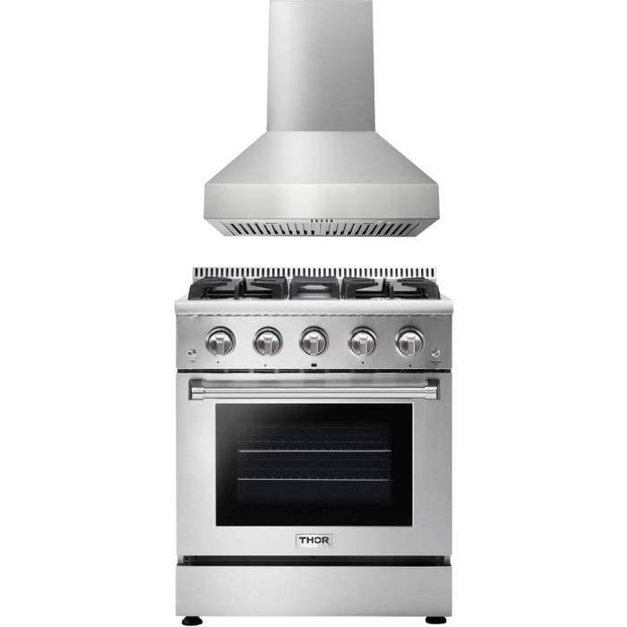 Thor Kitchen 30 In. Professional Natural Gas Range, Range Hood Appliance Package, AP-HRG3080U-W