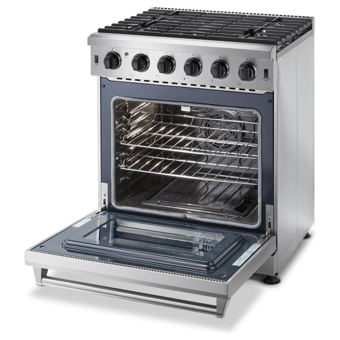 Thor Kitchen 30 In. Propane Gas Range, Range Hood, Dishwasher and Refrigerator Appliance Package