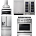 Thor Kitchen 30 In. Propane Gas Range, Range Hood, Microwave Drawer, Refrigerator, Dishwasher, Wine Cooler Appliance Package