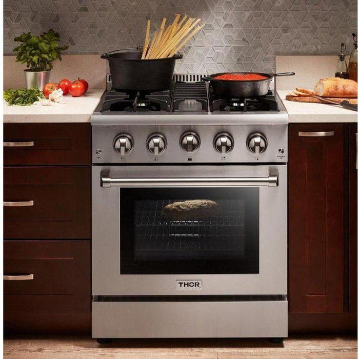 Thor Kitchen 30 In. Propane Gas Range, Range Hood, Refrigerator, Dishwasher Appliance Package