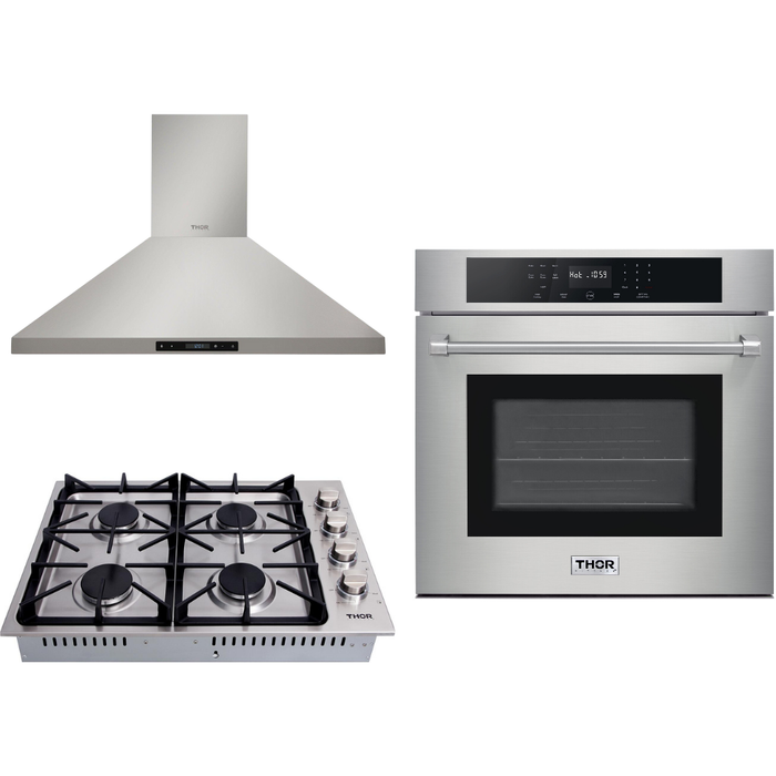 Thor Kitchen 30 in. Wall Oven, Drop-in Cooktop, Range Hood Appliance Package