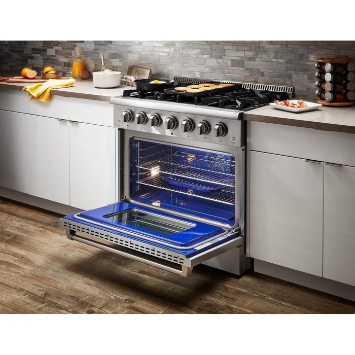 Thor Kitchen 36 in. 5.2 Cu. Ft. Professional Propane Gas Range in Stainless Steel HRG3618ULP