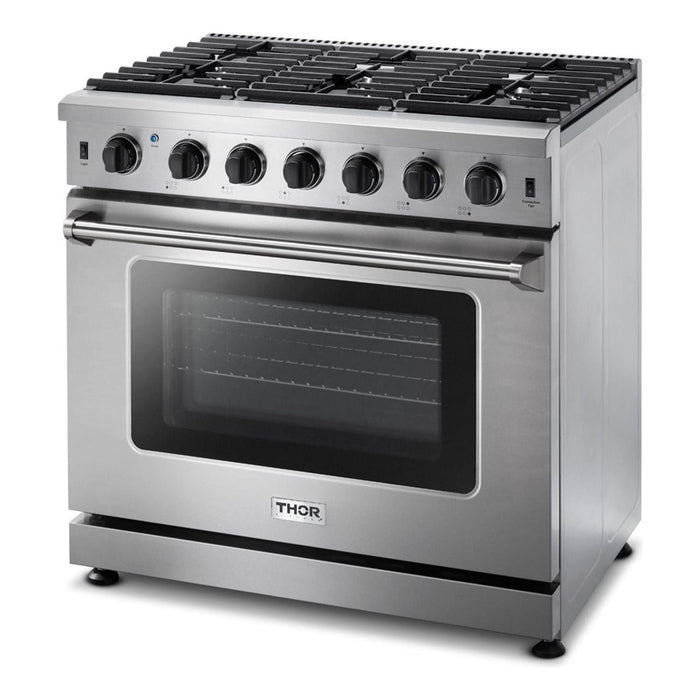 Thor Kitchen 36 in. 6.0 Cu. Ft Professional Natural Gas Range in Stainless Steel LRG3601U