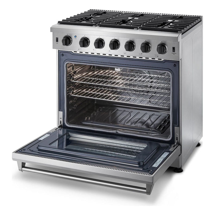 Thor Kitchen 36 in. 6.0 Cu. Ft Professional Natural Gas Range in Stainless Steel LRG3601U