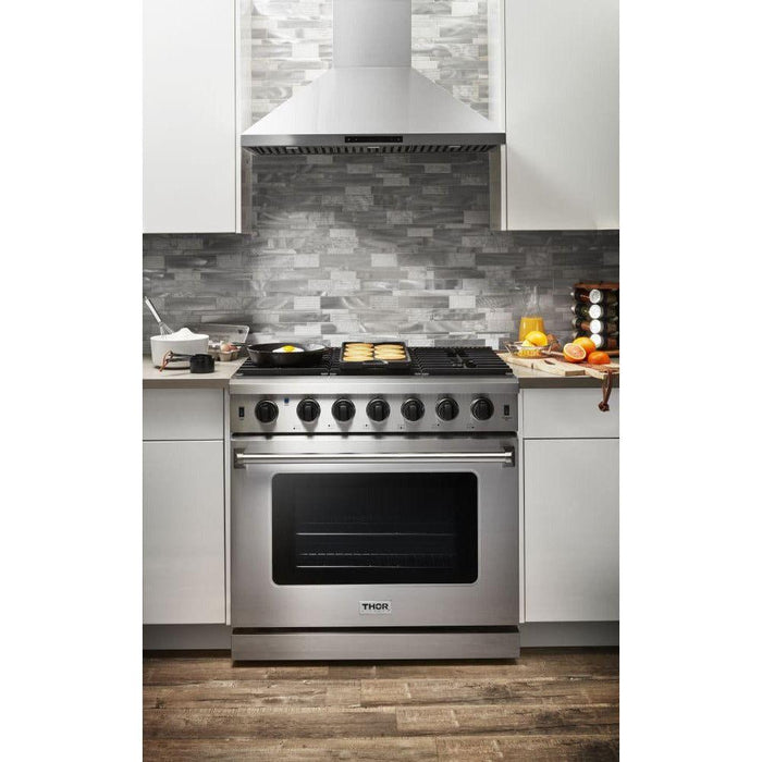 Thor Kitchen 36 in. 6.0 Cu. Ft Professional Natural Gas Range in Stainless Steel LRG3601U