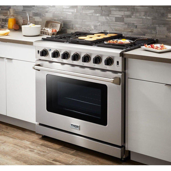 Thor Kitchen 36 in. 6.0 Cu. Ft Professional Natural Gas Range in Stainless Steel LRG3601U