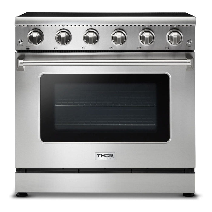 Thor Kitchen 36 in. Electric Range, Range Hood, Microwave Drawer Appliance Package