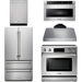 Thor Kitchen 36 In. Electric Range, Range Hood, Microwave Drawer, Refrigerator, Dishwasher Appliance Package