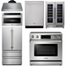 Thor Kitchen 36 In. Electric Range, Range Hood, Microwave Drawer, Refrigerator, Dishwasher, Wine Cooler Appliance Package