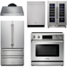 Thor Kitchen 36 In. Electric Range, Range Hood, Refrigerator, Dishwasher, Wine Cooler Appliance Package