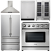 Thor Kitchen 36 In. Electric Range, Range Hood, Refrigerator, Dishwasher, Wine Cooler Appliance Package