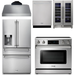 Thor Kitchen 36 In. Electric Range, Range Hood, Refrigerator with Water and Ice Dispenser, Dishwasher, Wine Cooler Appliance Package