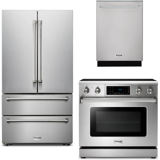 Thor Kitchen 36 In. Electric  Range, Refrigerator, Dishwasher Appliance Package