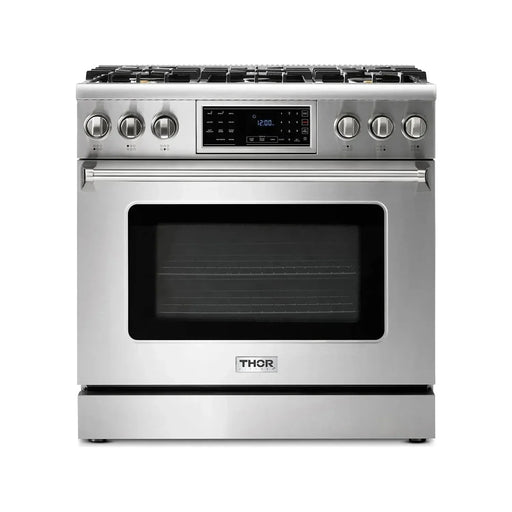 Thor Kitchen 36 In. Gas Range, Range Hood, Microwave Drawer Appliance Package