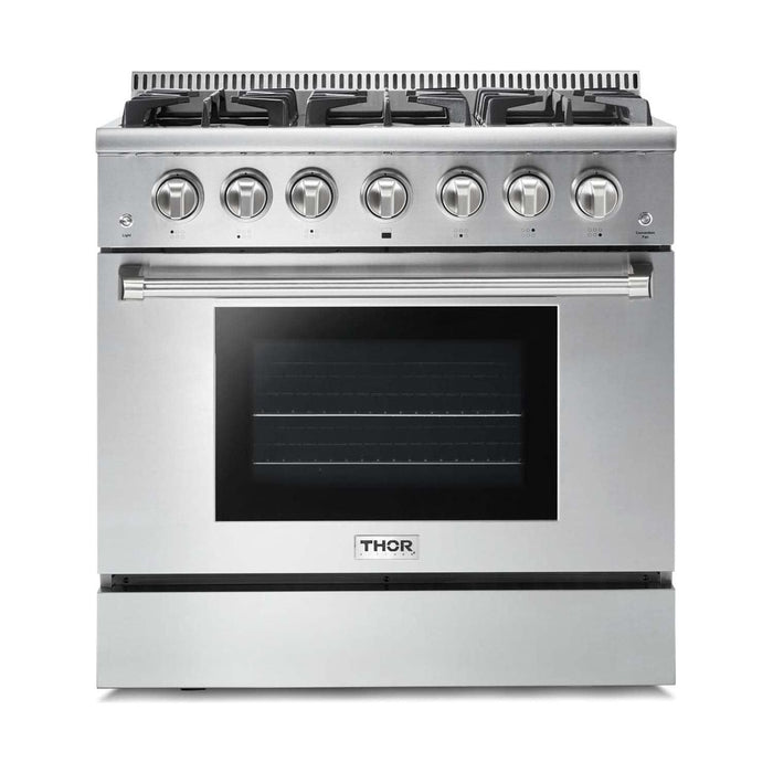 Thor Kitchen 36 In. Gas Range, Range Hood, Microwave Drawer Appliance Package