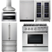 Thor Kitchen 36 In. Gas Range, Range Hood, Microwave Drawer, Refrigerator, Dishwasher, Wine Cooler Appliance Package