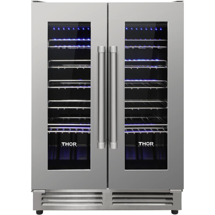 Thor Kitchen 36 In. Gas Range, Range Hood, Microwave Drawer, Refrigerator with Fridge and Ice Maker, Dishwasher, Wine Cooler Appliance Package