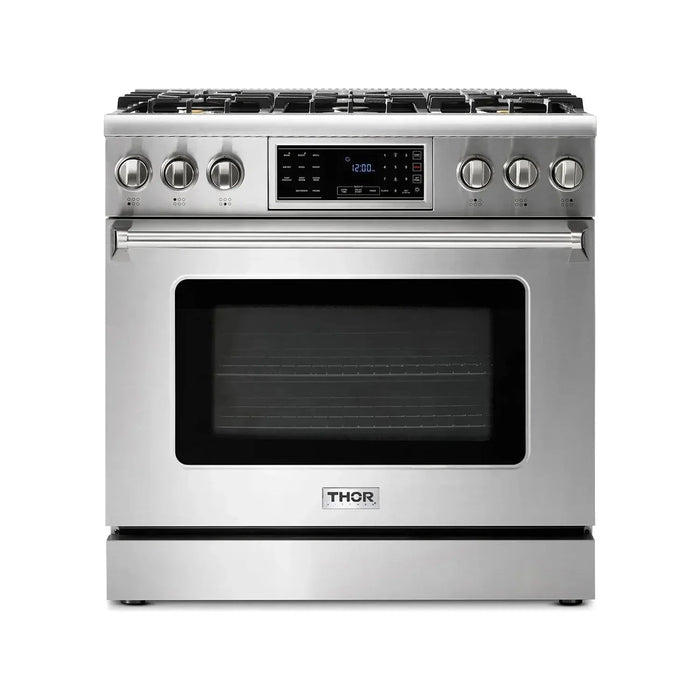 Thor Kitchen 36 In. Gas Range, Range Hood, Refrigerator, Dishwasher Appliance Package