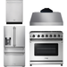 Thor Kitchen 36 In. Gas Range, Range Hood, Refrigerator with Water and Ice Dispenser, Dishwasher Appliance Package