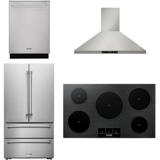 Thor Kitchen 36 In. Induction Cooktop, Range Hood, Refrigerator, Dishwasher Appliance Package