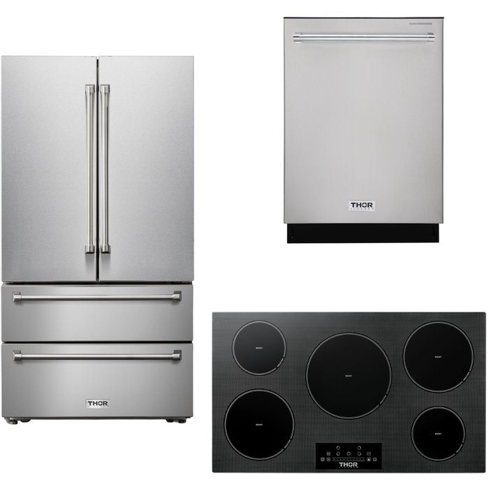 Thor Kitchen 36 In. Induction Cooktop, Refrigerator, Dishwasher Appliance Package